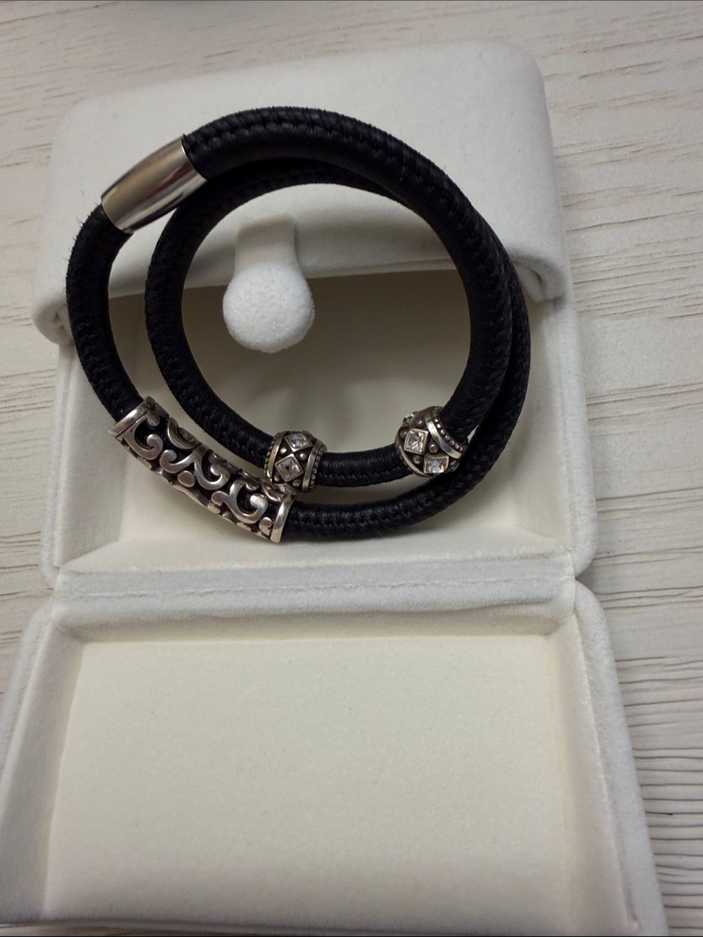 Brighton Black Double-Wrap Cord Bracelet with Silver Accents